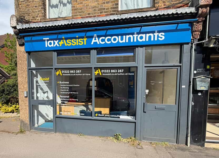 An image of the TaxAssist Accountants storefront exterior signage.